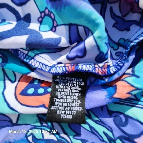 Nicole Miller Sz Large Multicolor Floral Sleeveless High Low Hem Button Back Top - Picture 5 of 11